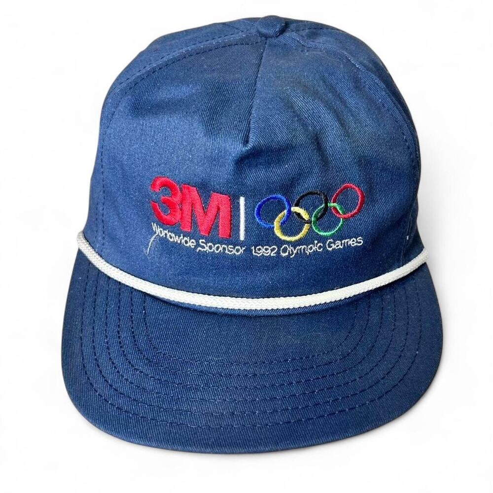 1992 90s Vintage Olympics Chambray Denim Snapback Rope Trucker Hat